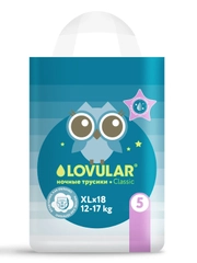 Трусики-подгузники "LOVULAR"  XL, 12-17 кг, 18 штук