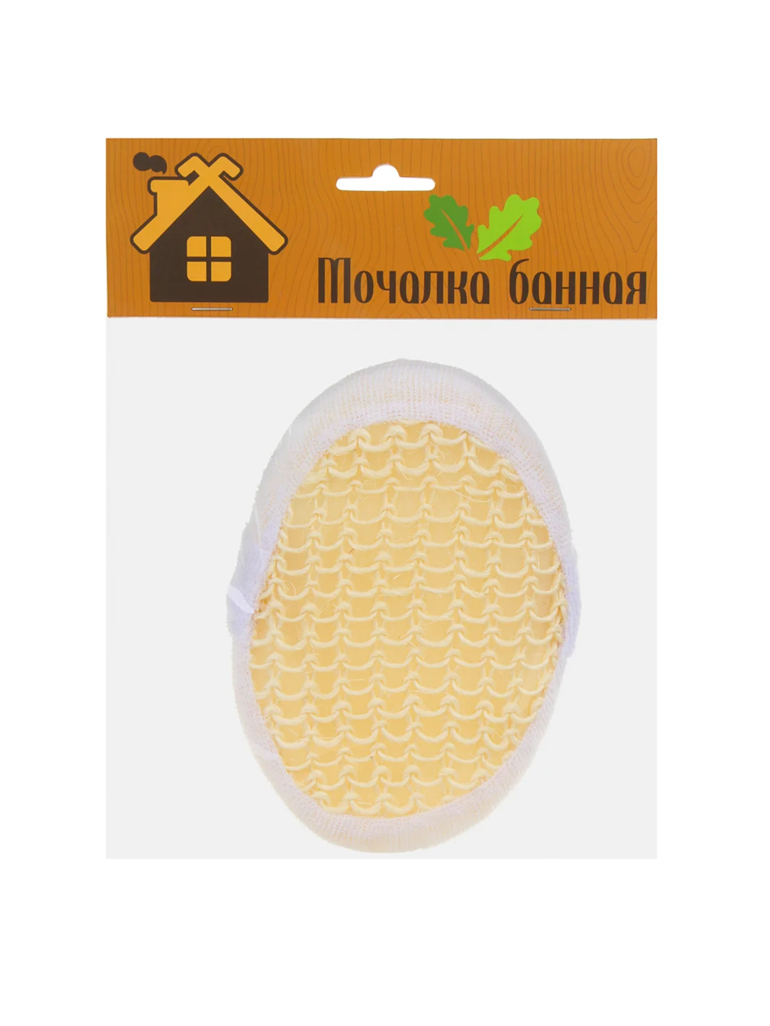 Мочалка банная, овальная на поролоне, 11х14 см