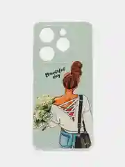 Тёмно-серый силиконовый чехол на Tecno Spark Go 2024/20C / Текно Спарк Го 2024/20C с рисунком