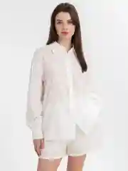 Белый комплект туника пляжная с шортами, легкий летний костюм, хлопок