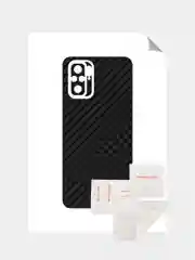 Черный защитная пленка для Xiaomi Redmi Note 10 под карбон на заднюю часть, под кожу на зад,назад