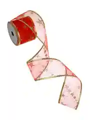 Лента для упаковки, с каркасной нитью, 6,3x270 см, 8 дизайнов, органза с золотом