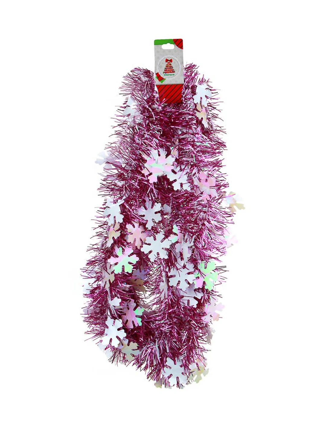 Мишура с резными снежинками, 200х9 см, 6 цветов