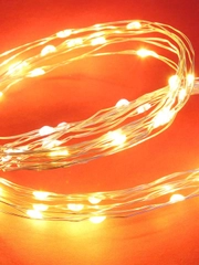 Гирлянда эл. нитка росы 1 м, 10 LED, шампань, питание 2xCR2032