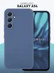 Синий чехол для Samsung Galaxy A54 силиконовый ROSCO матовый тонкий с бортиком- защитой камер