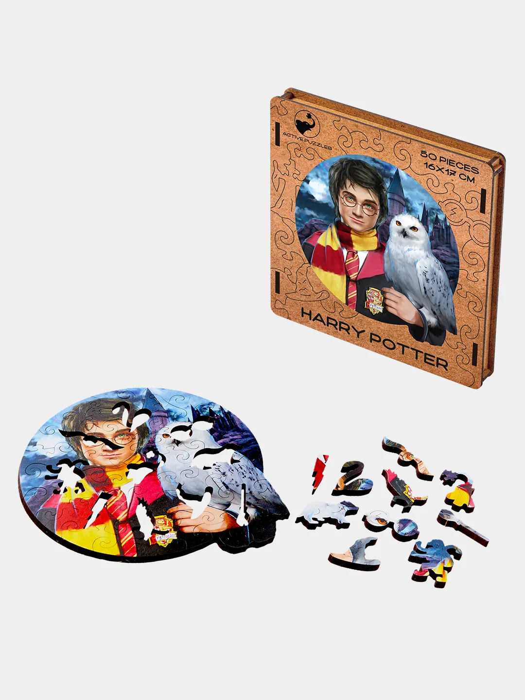 Деревянный фигурный пазл Active Puzzles "Гарри Поттер",16х17 см, 50 деталей