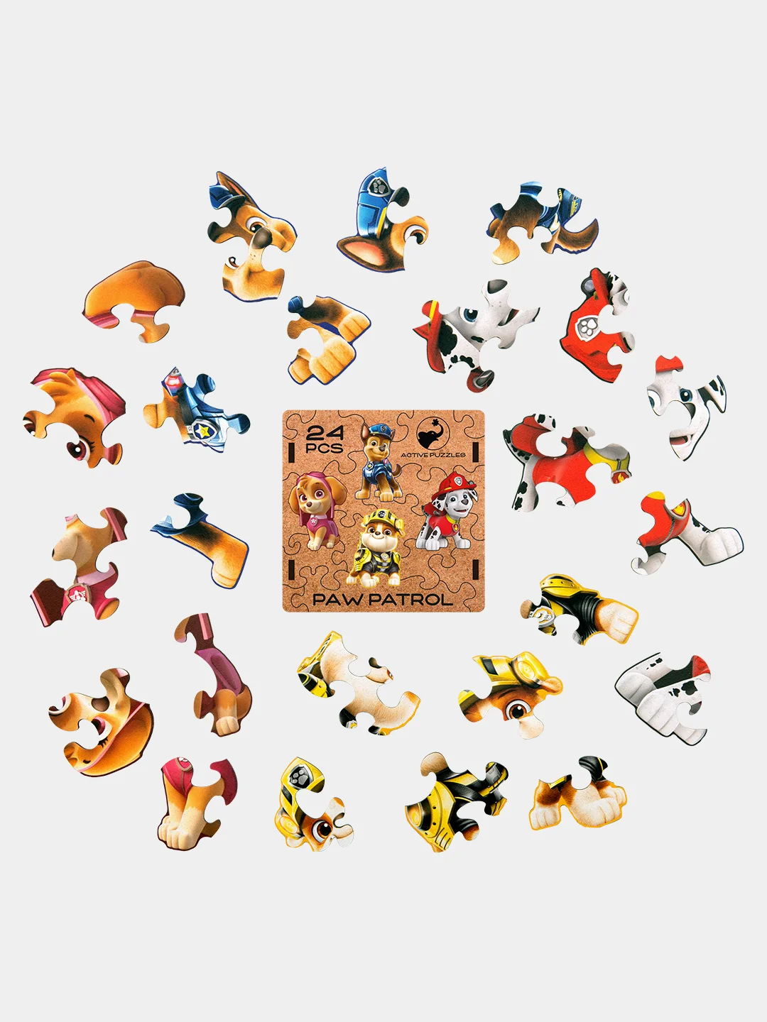 Деревянный фигурный пазл Active Puzzles "Щенячий патруль",4 в 1, 24 детали