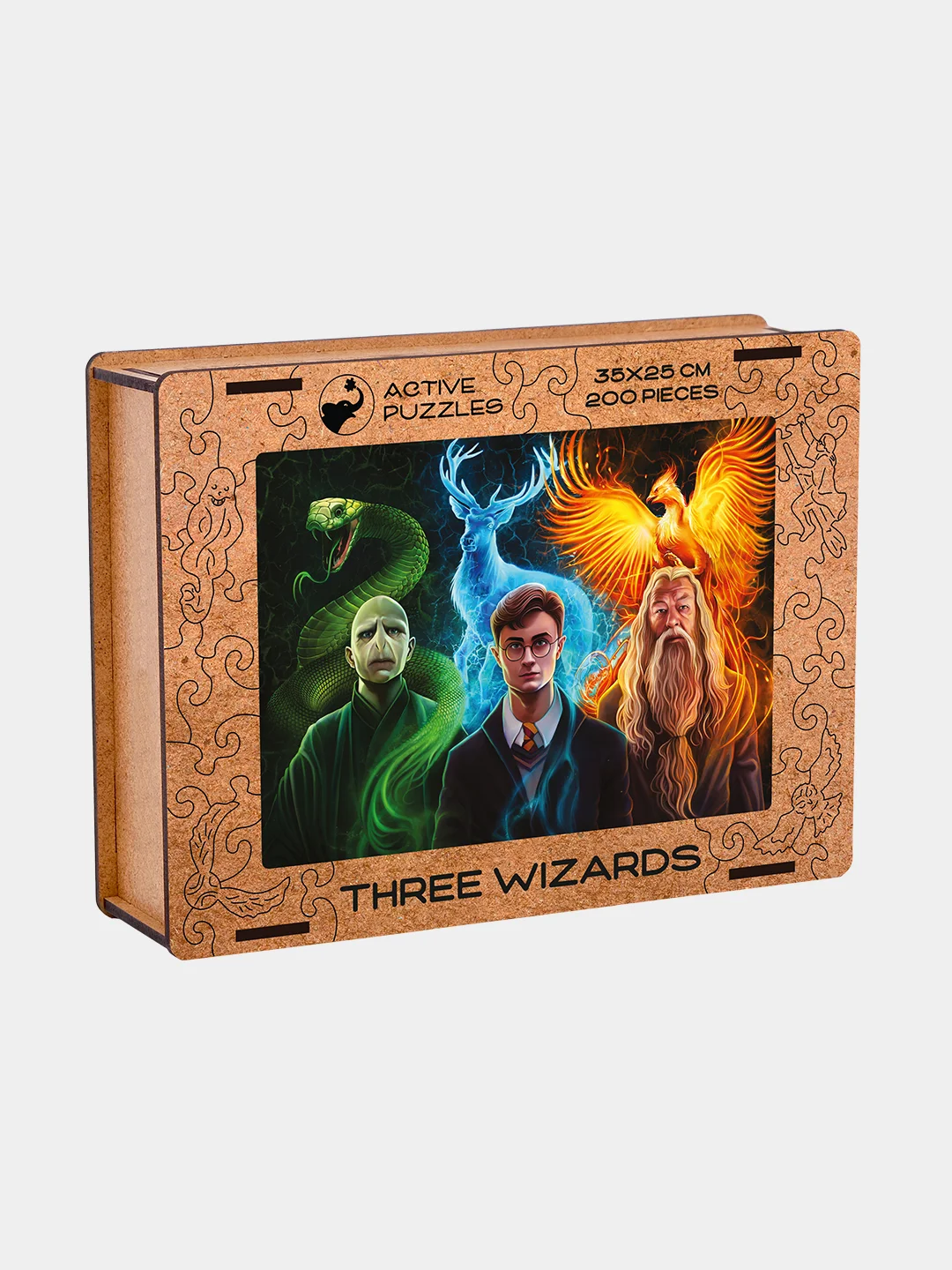 Деревянный фигурный пазл Active Puzzles"Гарри Поттер.Три Волшебника", 35х25 см, 200 детали
