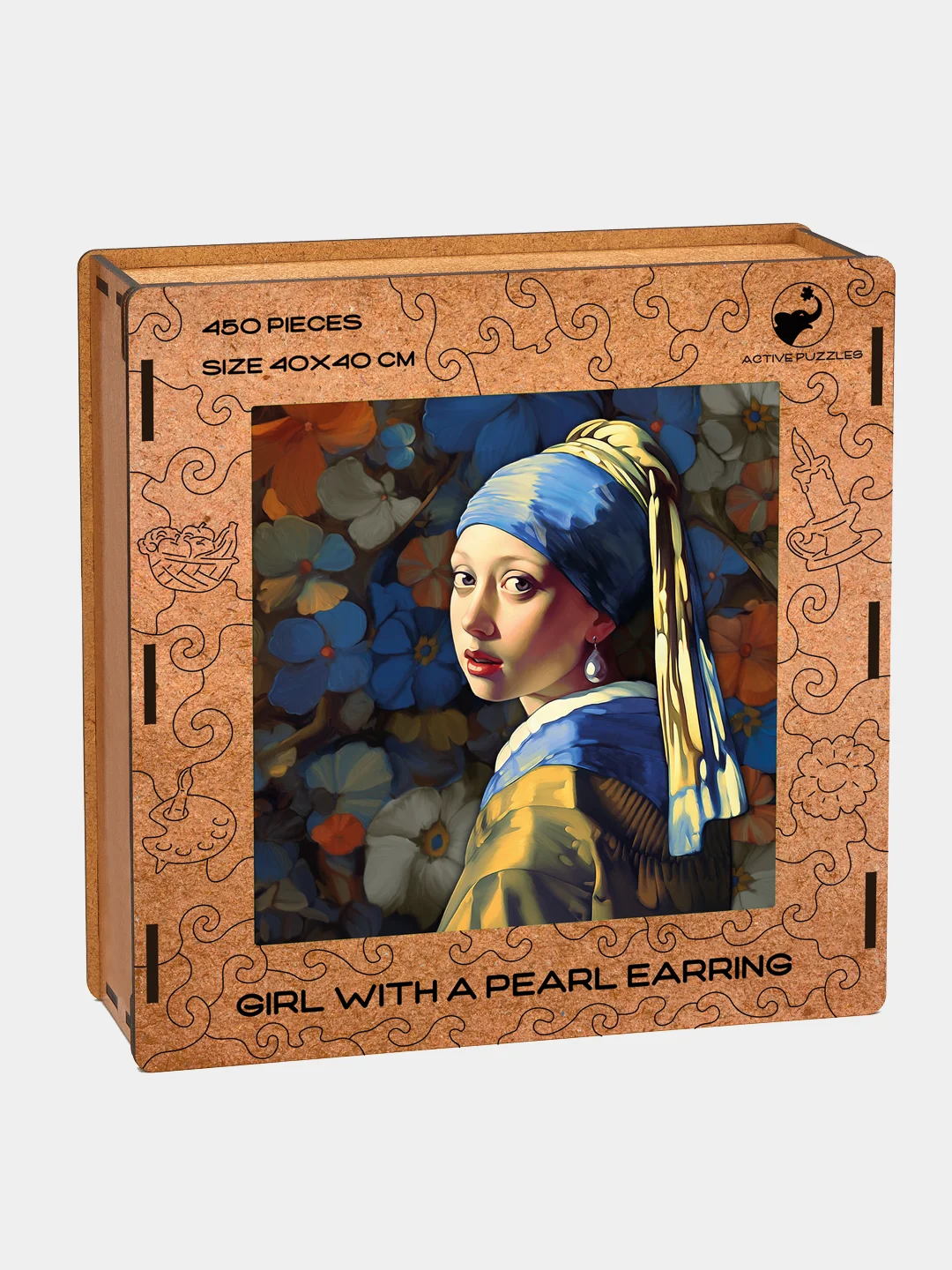 Деревянный фигурный пазл Active Puzzles"Девушка с жемчужной серёжкой",40х40 см,450 деталей