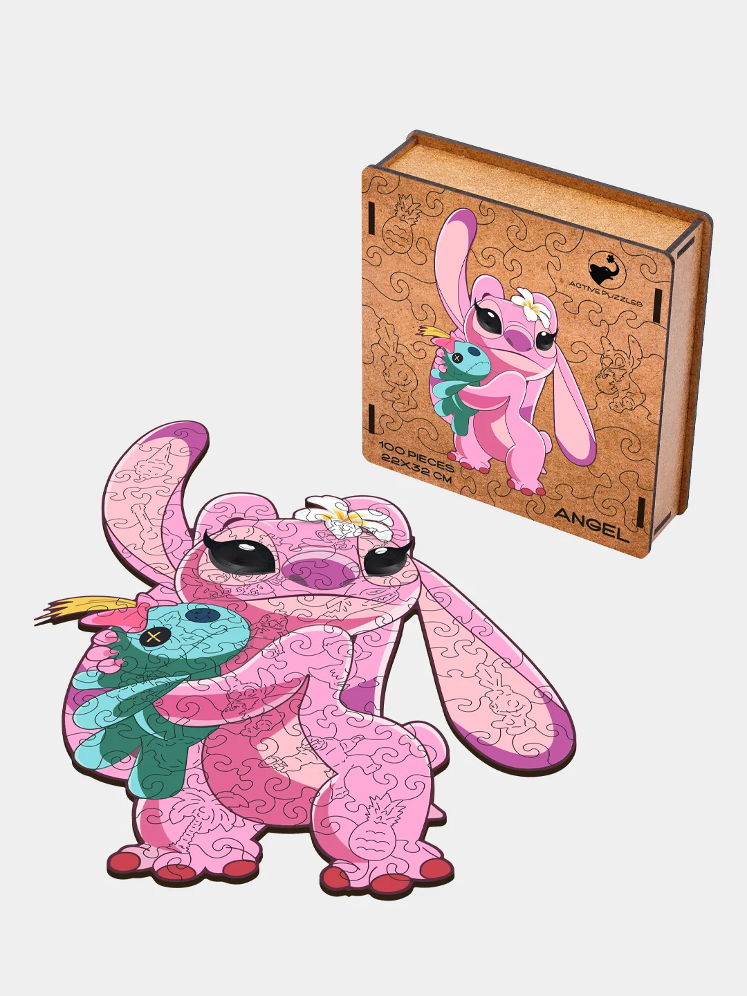 Деревянный фигурный пазл Active Puzzles "Энджел",22x32 см, 100 деталей