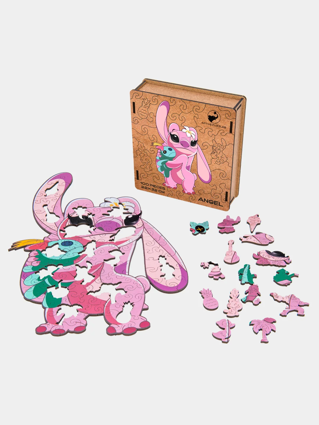 Деревянный фигурный пазл Active Puzzles "Энджел",22x32 см, 100 деталей
