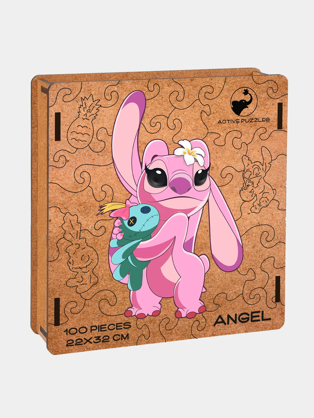 Деревянный фигурный пазл Active Puzzles "Энджел",22x32 см, 100 деталей