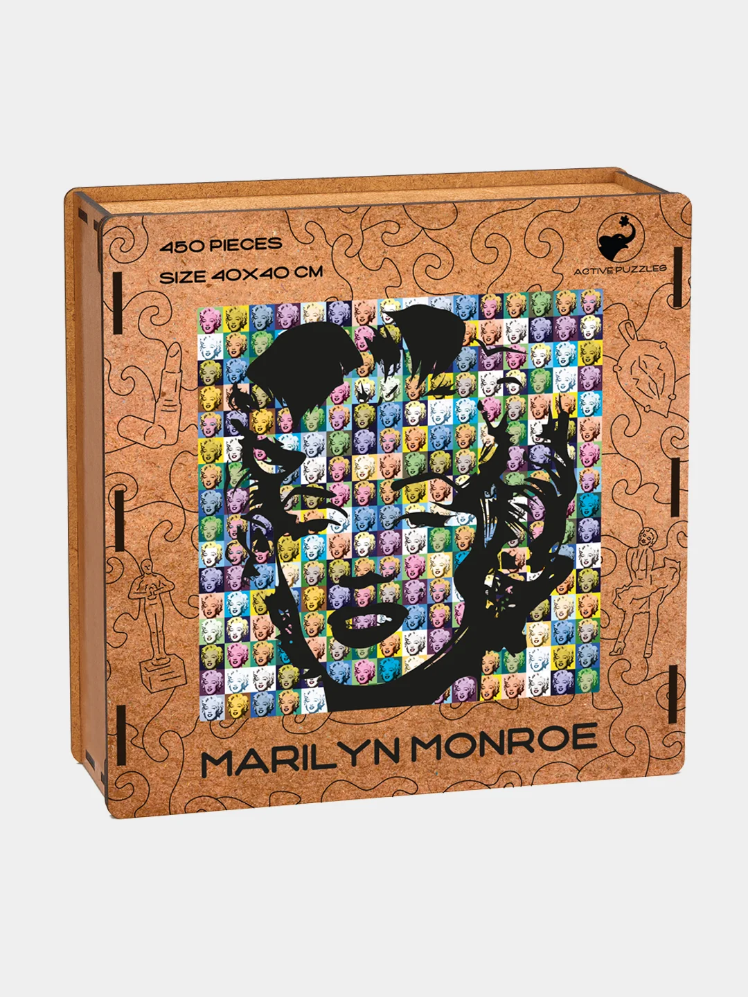 Деревянный фигурный пазл Active Puzzles"Мэрилин Монро",40х40 см,450 деталей