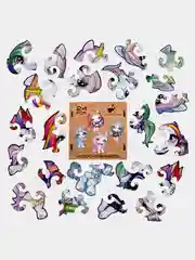 Деревянный фигурный пазл Active Puzzles "Единороги Малыши",4 в 1, 24 детали
