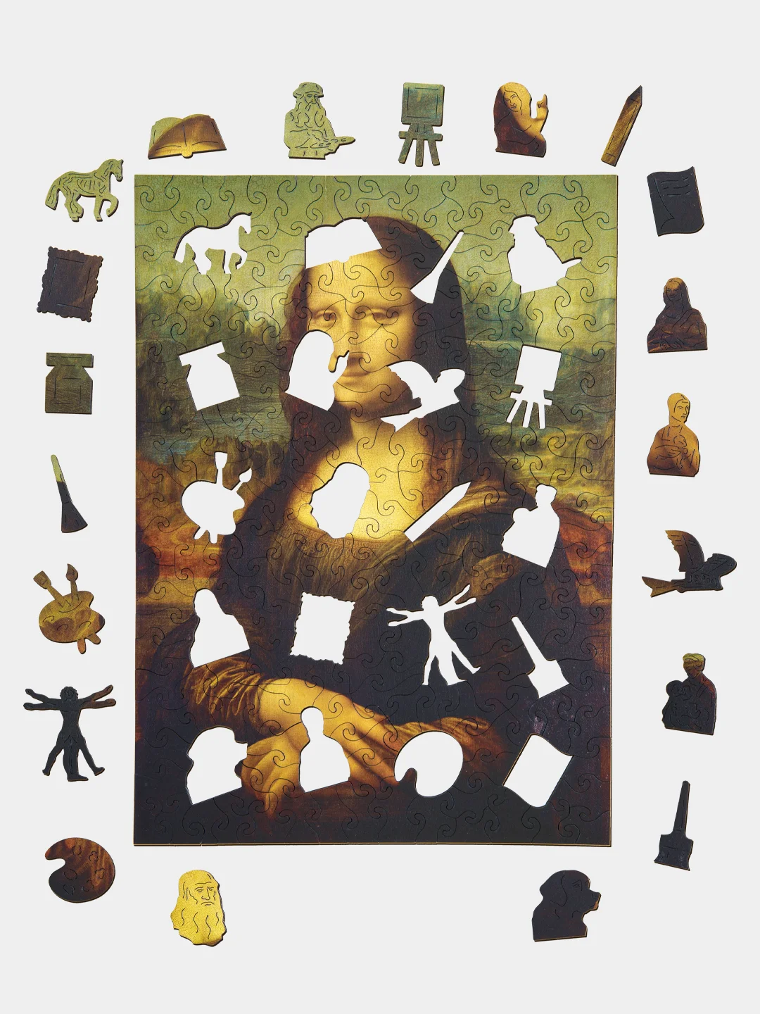 Деревянный фигурный пазл Active Puzzles "Мона Лиза", 25х35 см, 200 детали