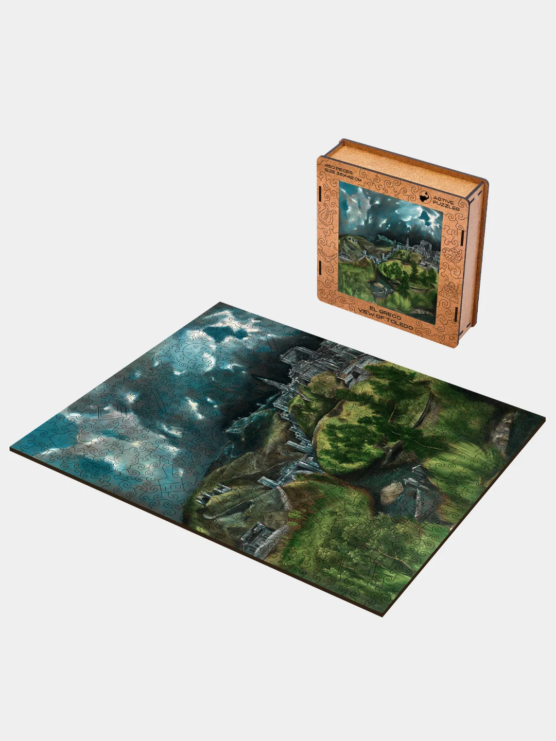 Деревянный фигурный пазл Active Puzzles "Вид Толедо", 38х42 см, 450 деталей