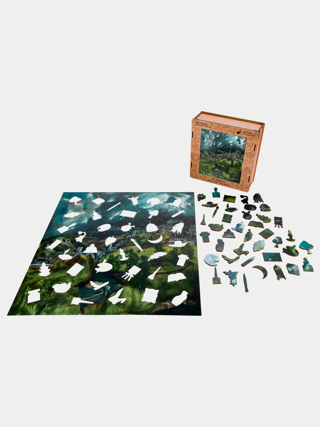 Деревянный фигурный пазл Active Puzzles "Вид Толедо", 38х42 см, 450 деталей