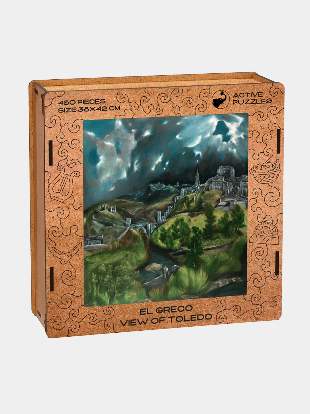 Деревянный фигурный пазл Active Puzzles "Вид Толедо", 38х42 см, 450 деталей