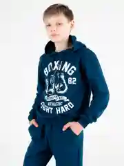 Индиго трикотажный костюм подростковый с капюшоном BOXING