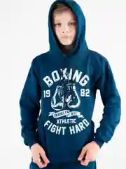 Индиго трикотажный костюм подростковый с капюшоном BOXING