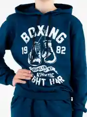 Индиго трикотажный костюм подростковый с капюшоном BOXING