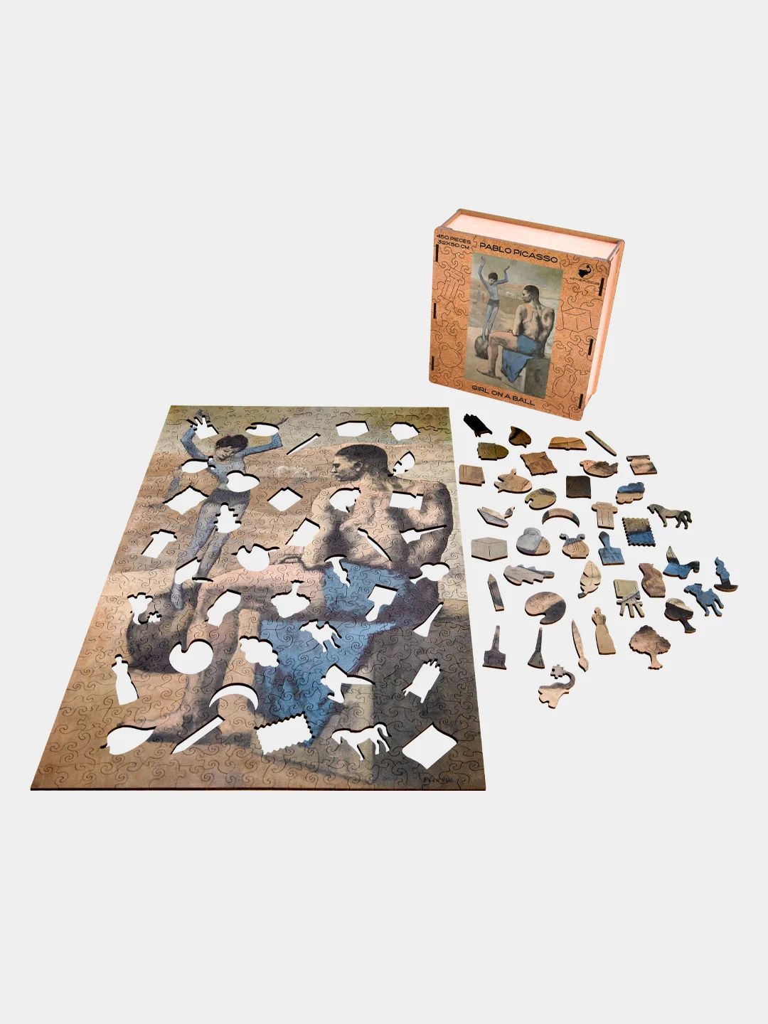 Деревянный фигурный пазл Active Puzzles "Девочка на шаре", 32х50 см, 450 деталей