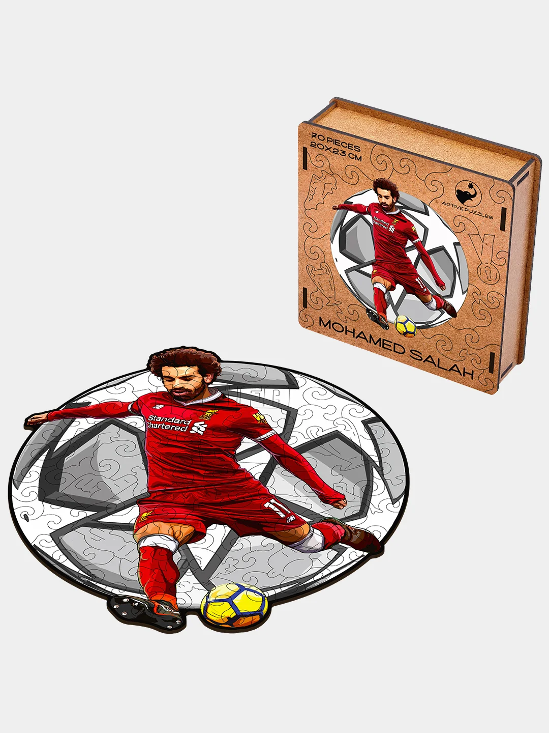 Деревянный фигурный пазл Active Puzzles "Мохамед Салах",20х23 см, 70 деталей