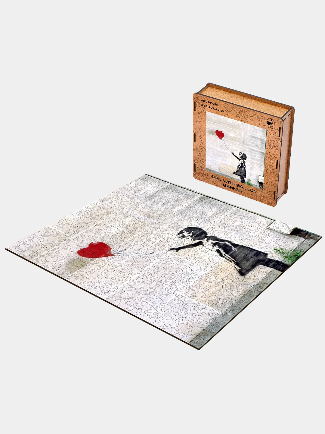 Деревянный фигурный пазл Active Puzzles "Девочка с шариком, Бэнкси", 40х40 см, 450 деталей