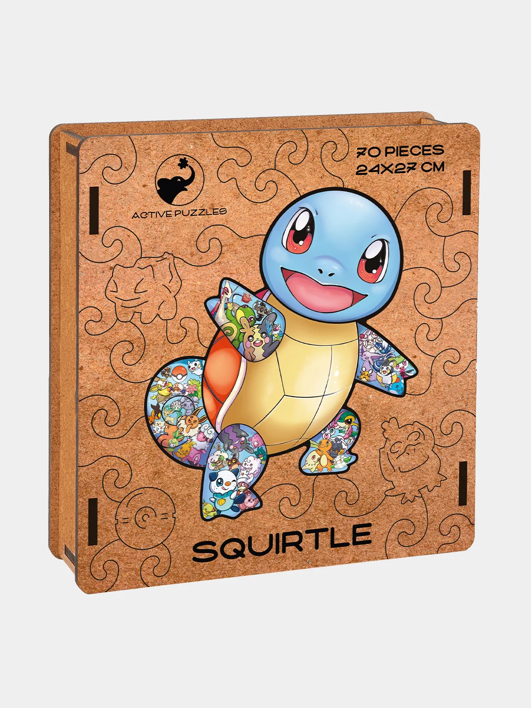 Деревянный фигурный пазл Active Puzzles "Сквиртл",24х27 см, 70 деталей