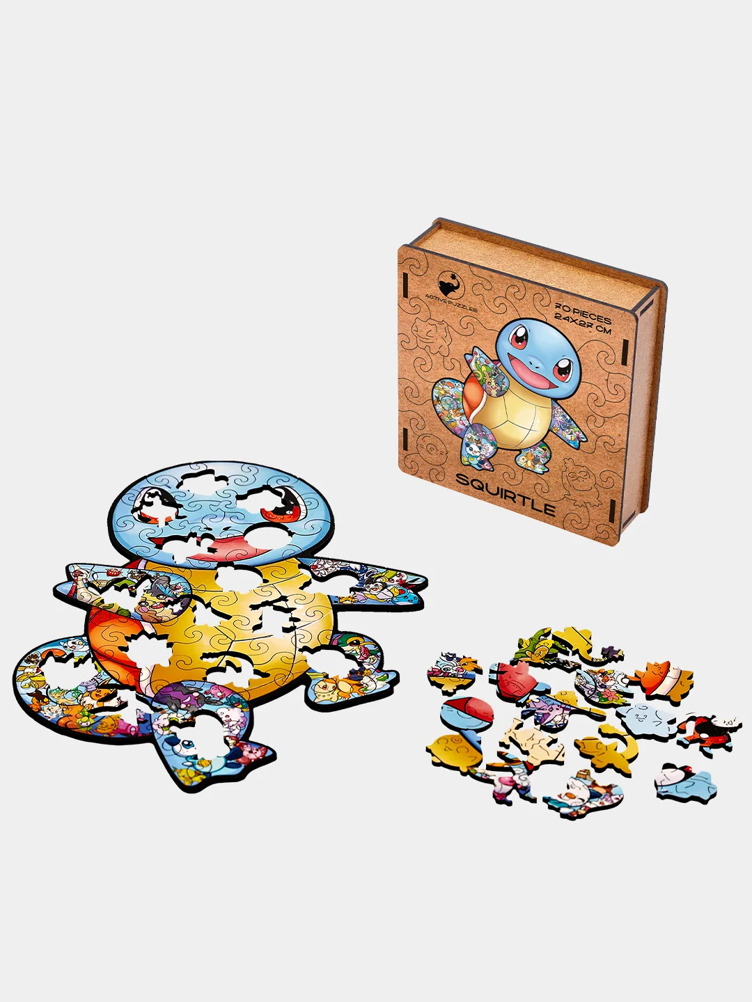 Деревянный фигурный пазл Active Puzzles "Сквиртл",24х27 см, 70 деталей