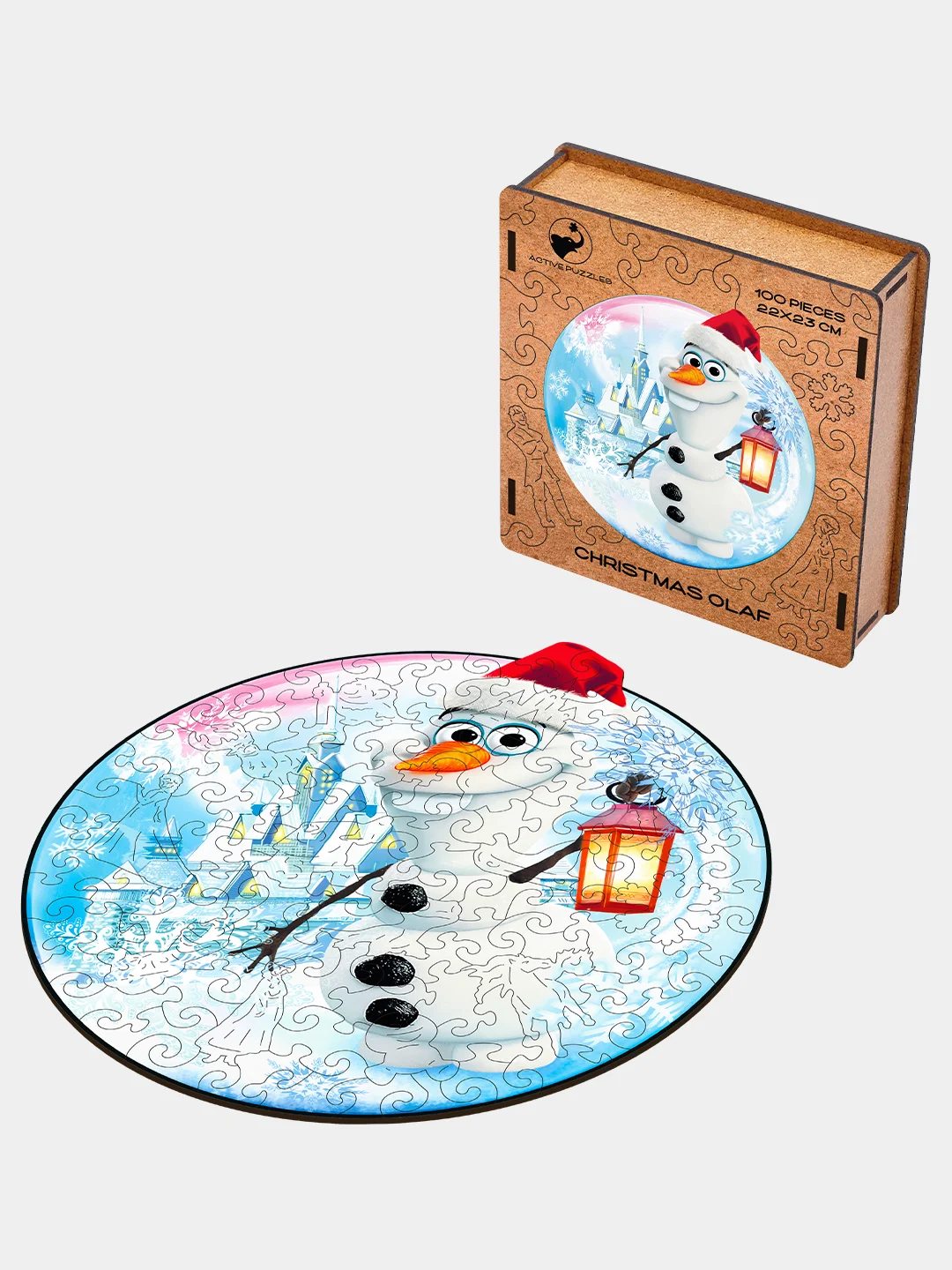 Деревянный фигурный пазл Active Puzzles "Рождественский Олаф",22х22 см, 100 деталей