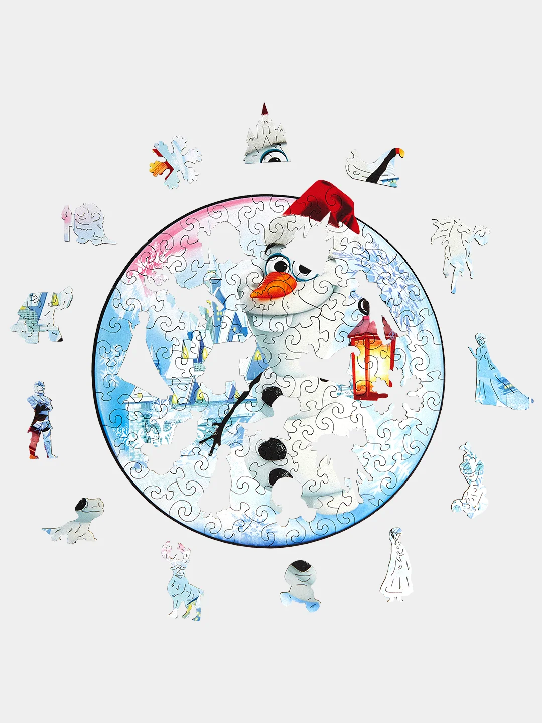 Деревянный фигурный пазл Active Puzzles "Рождественский Олаф",22х22 см, 100 деталей