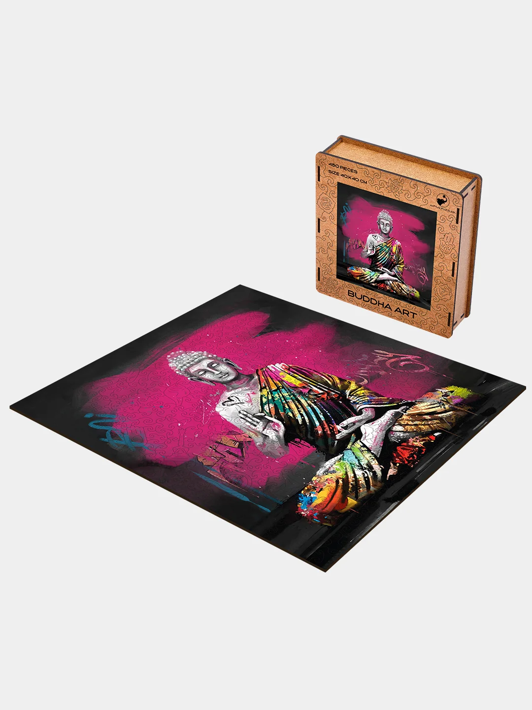 Деревянный фигурный пазл Active Puzzles "Будда Арт", 40х40 см, 450 деталей