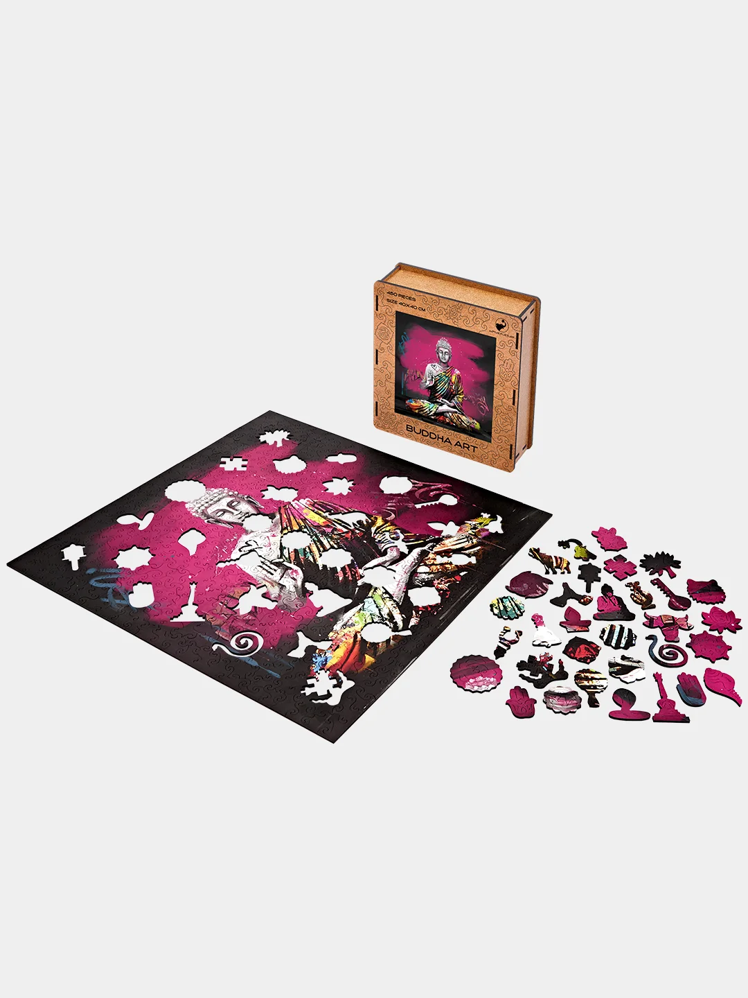 Деревянный фигурный пазл Active Puzzles "Будда Арт", 40х40 см, 450 деталей