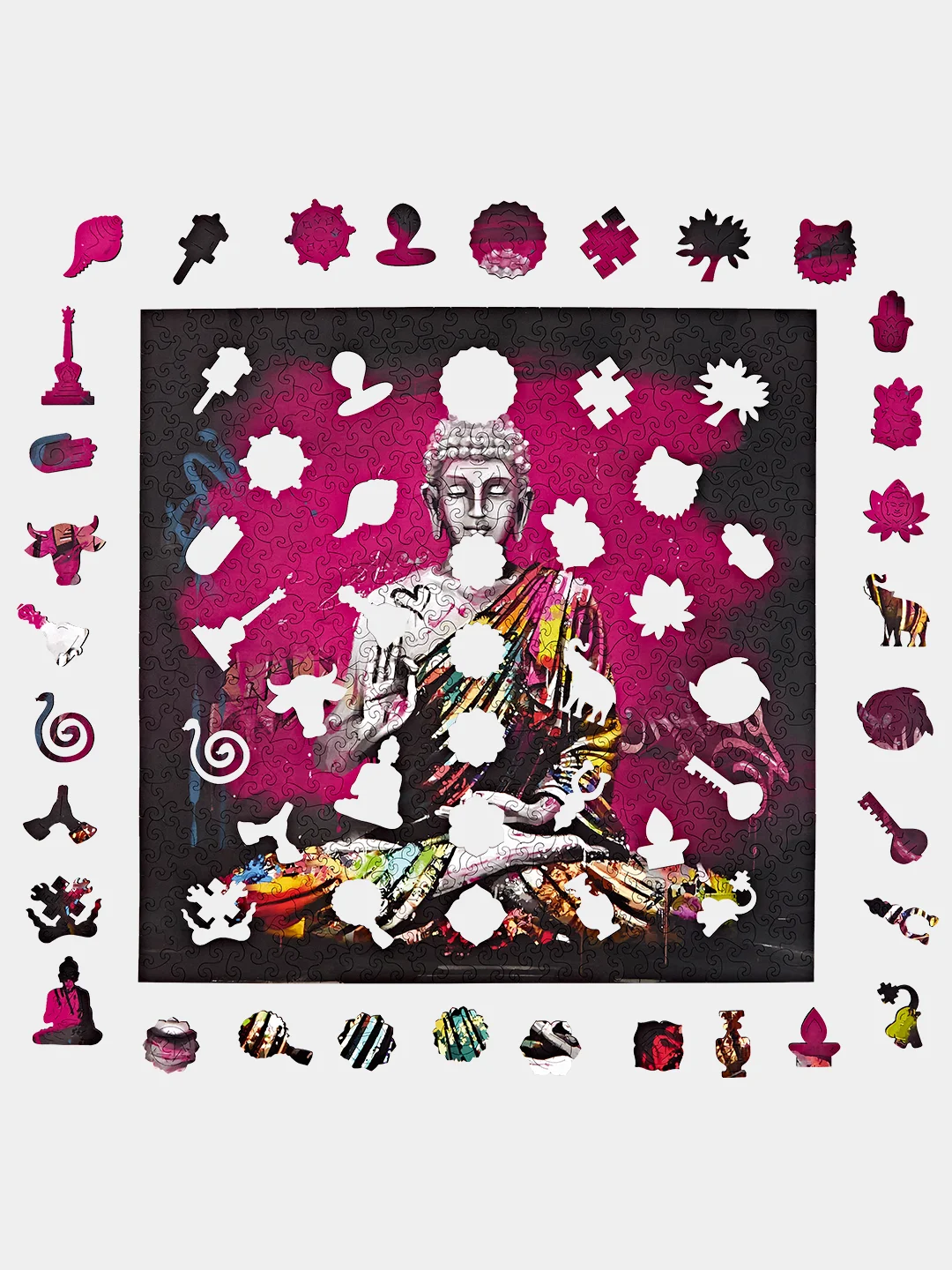 Деревянный фигурный пазл Active Puzzles "Будда Арт", 40х40 см, 450 деталей