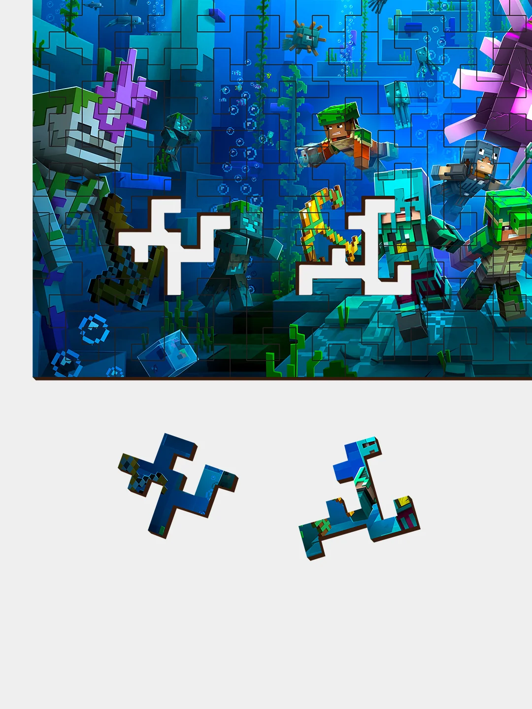 Деревянный фигурный пазл Active Puzzles "Скрытые Глубины Minecraft",24x18 см, 90 деталей