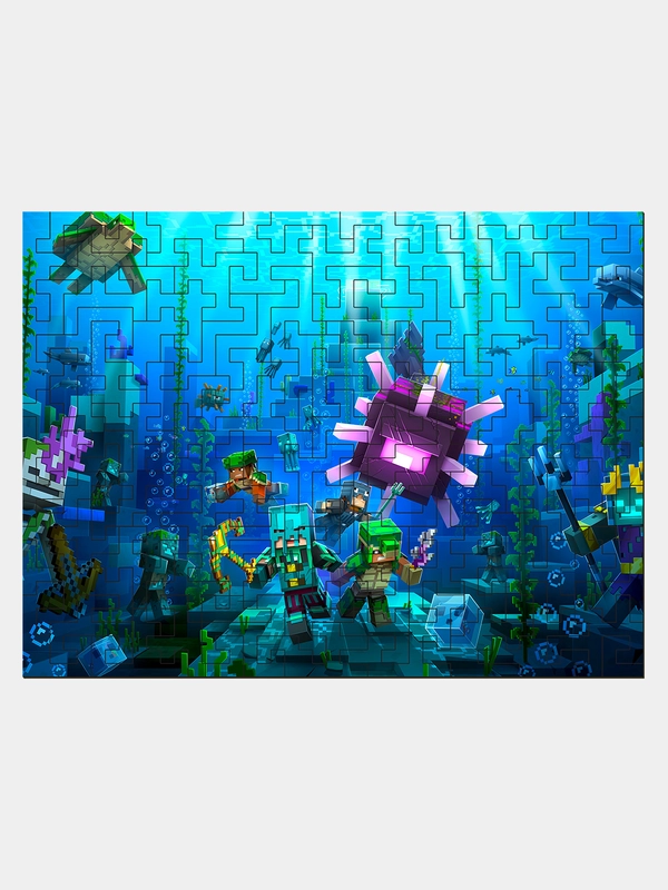 Деревянный фигурный пазл Active Puzzles "Скрытые Глубины Minecraft",24x18 см, 90 деталей