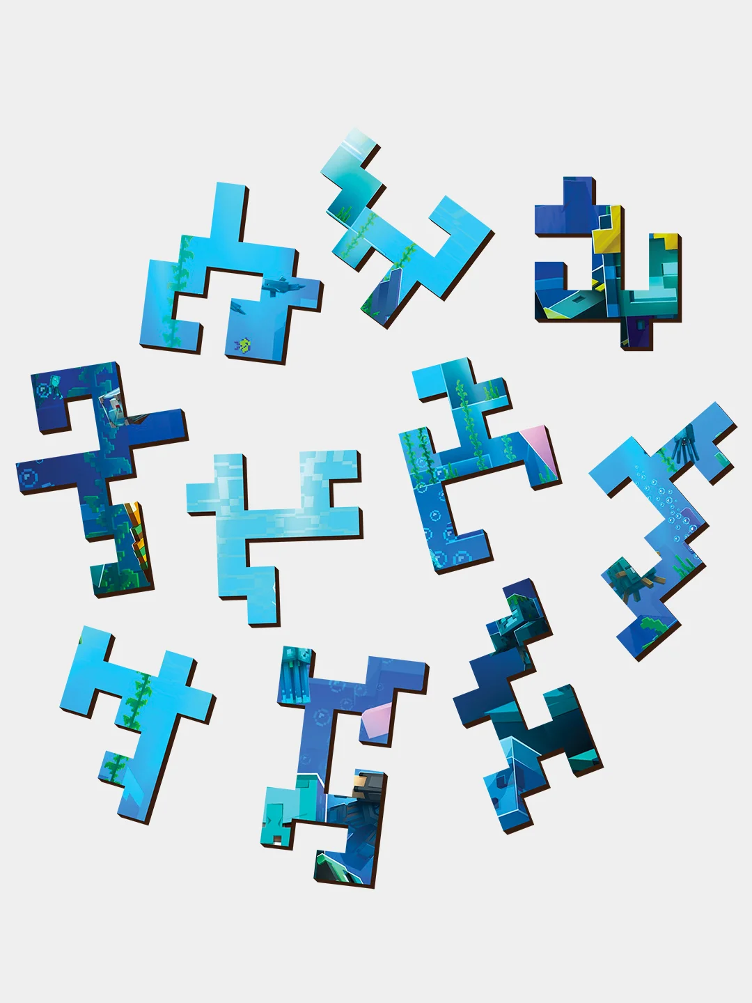Деревянный фигурный пазл Active Puzzles "Скрытые Глубины Minecraft",24x18 см, 90 деталей