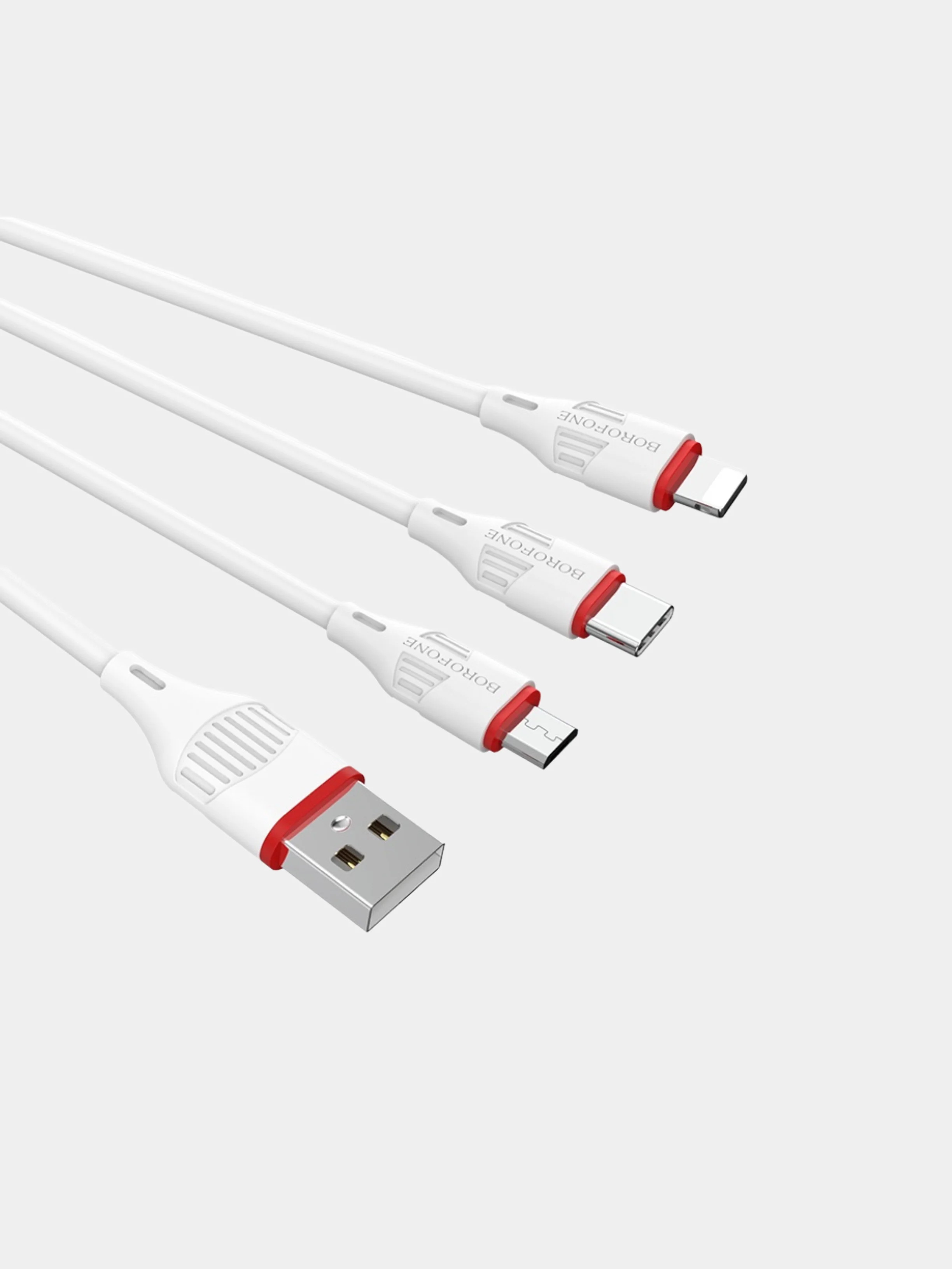 Зарядный кабель 3 в 1 Borofone bx17 for iphone (lightning) + micro + type-c