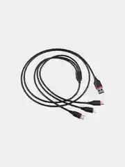Черный зарядный кабель 3 в 1 Borofone bx17 for iphone (lightning) + micro + type-c