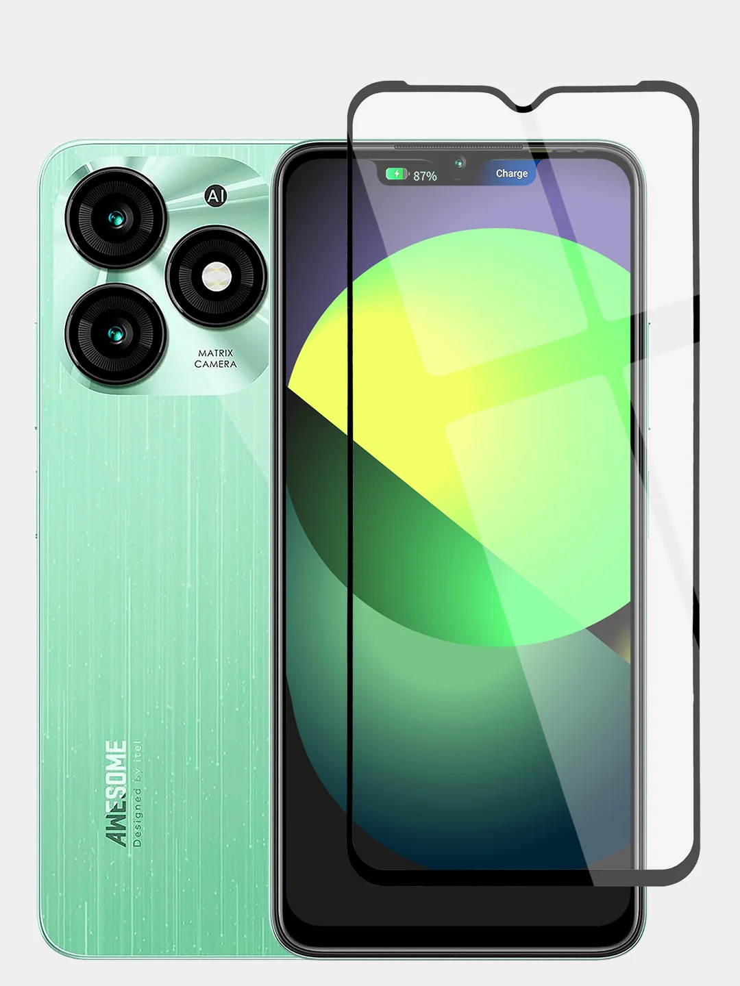 Прозрачный 1-2 шт стекло для Itel A70 защитное BROSCORP прозрачное, олеофобное покрытие, черная рамка