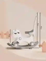 Лошадка-качалка-беговел с ручкой UNIX Kids Grey для детей, для дома и улицы, 90 х 85 х 34 см