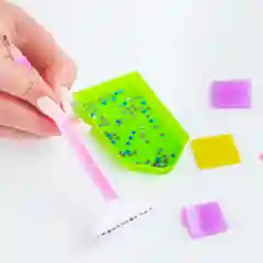 Гель клей для страз, квадратики для алмазной мозаики 4 цвета по 8 шт, COLOR Si