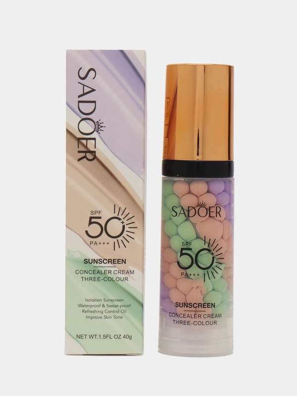 База под макияж, трехцветная основа, тональный крем SPF 50