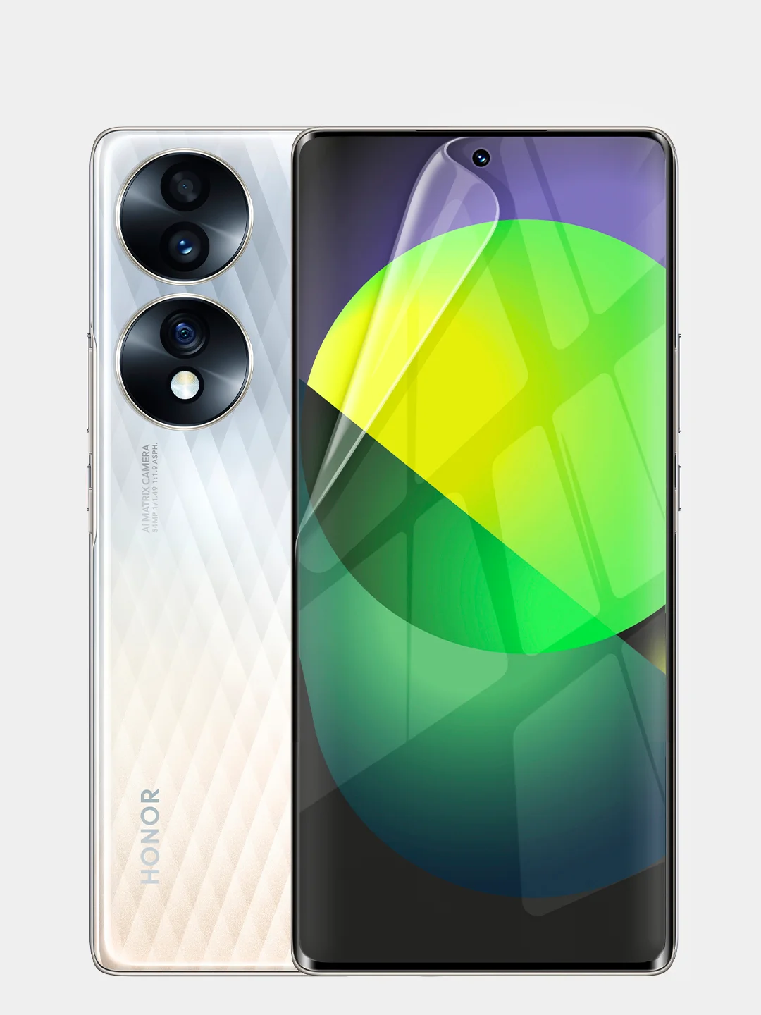 Прозрачный защитная плёнка для телефона Honor 70 гидрогелевая BROSCORP прозрачная тонкая, не стекло