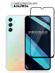 Прозрачный стекло для Samsung Galaxy A34, M34 защитное ROSCO с олеофобным покрытием и рамкой, матовое