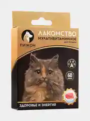 Лакомство для кошек "Пижон. Здоровье и энергия" со вкусом телятины, 60 таб