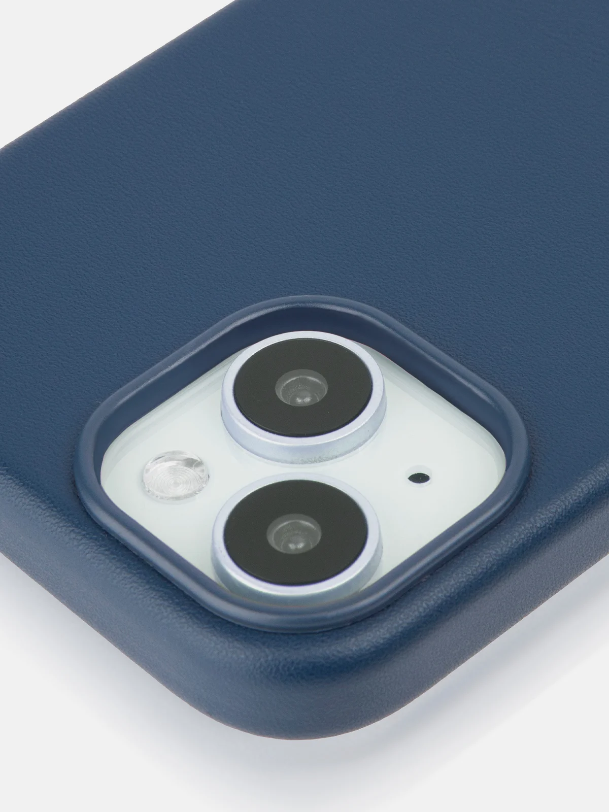 Синий чехол MagSafe для iPhone 15 Pro Max Plus кожаный ROSCO из экокожи с защитой камер магнитом