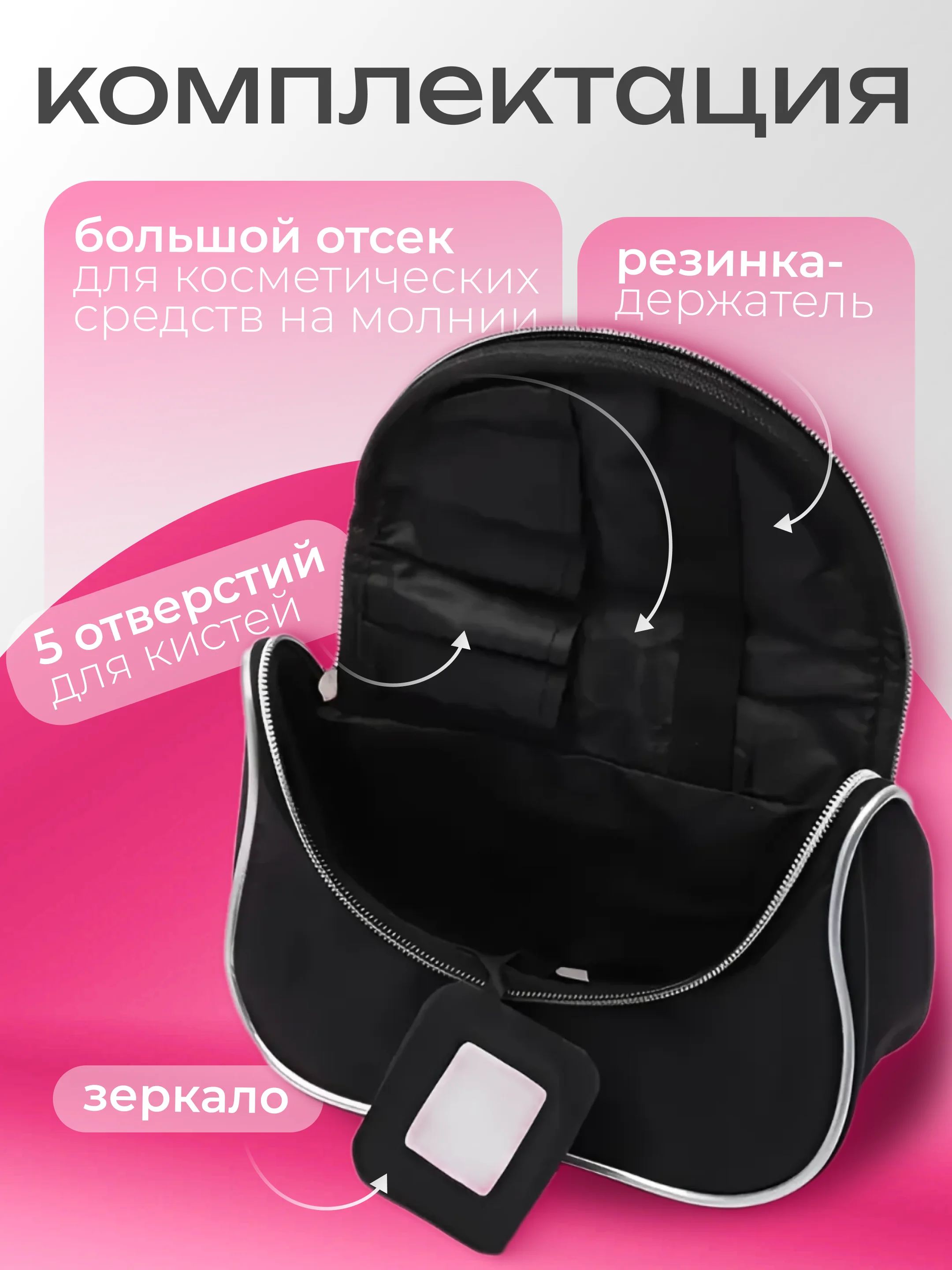 Сумка-косметичка на молнии с ручкой, непромокаемая, дорожная, женская, черная