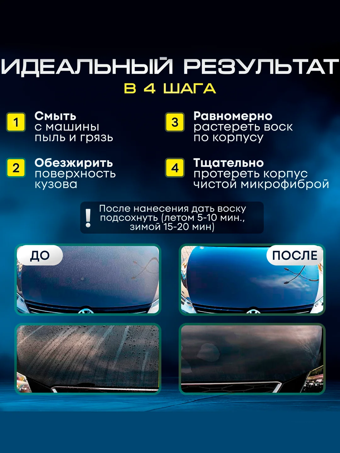 Твердый воск для автомобиля, воск для защиты кузова авто, 250гр